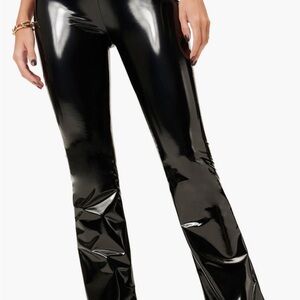 Good American Glossy Black Flare Pants
